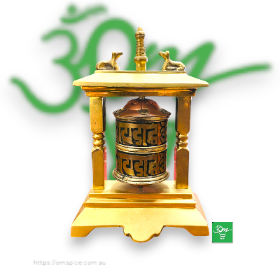 Buddhist Prayer Wheel With Frame Brass
