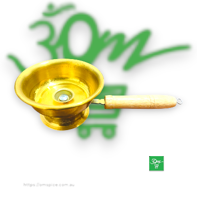 Brass Dhupauro with Wooden Handle