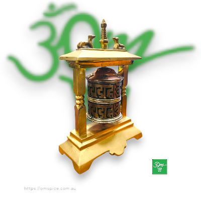 Buddhist Prayer Wheel With Frame Brass